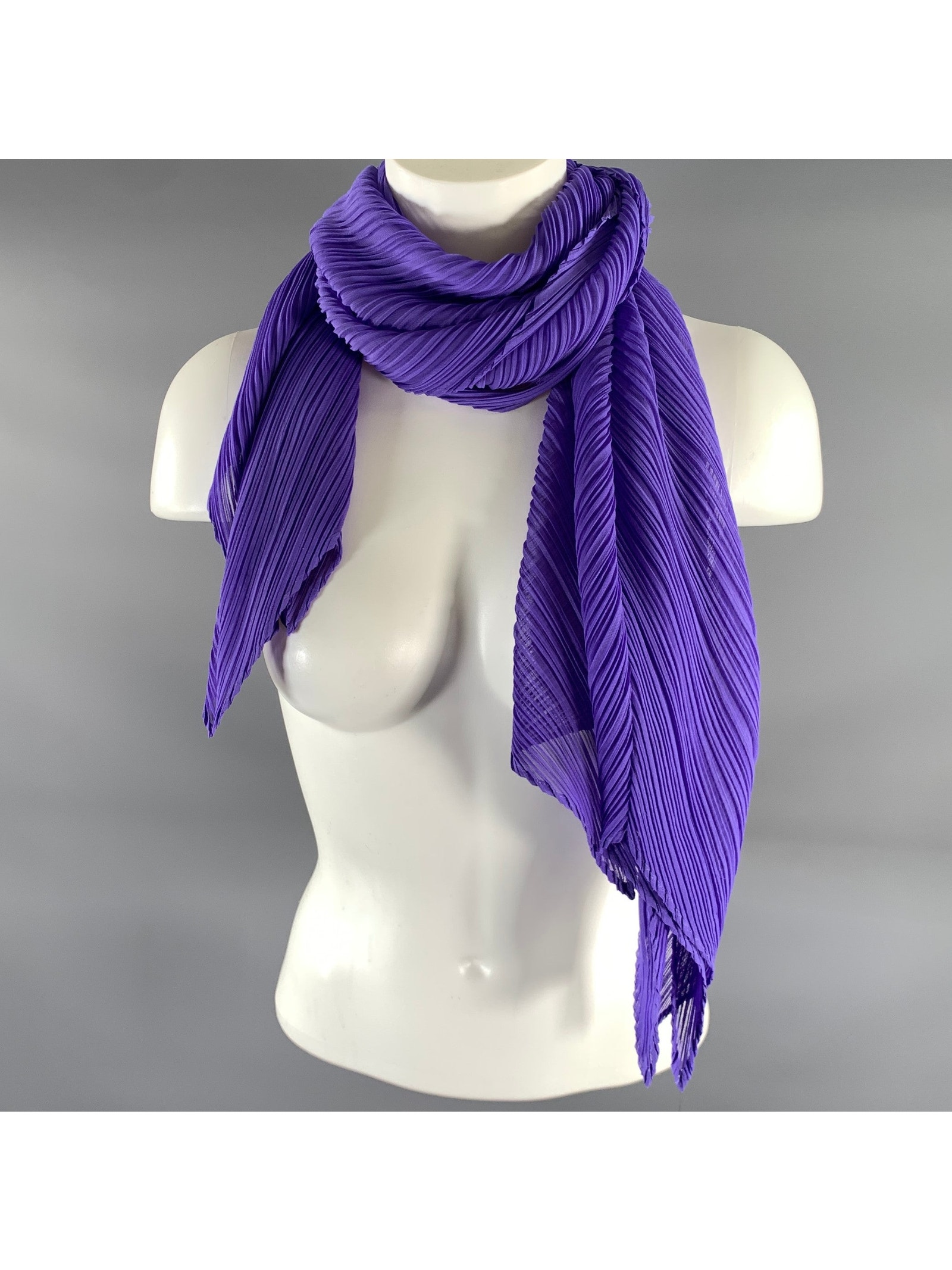 Pleats Please By Issey Miyake Purple Pleated Scarves & Shawls